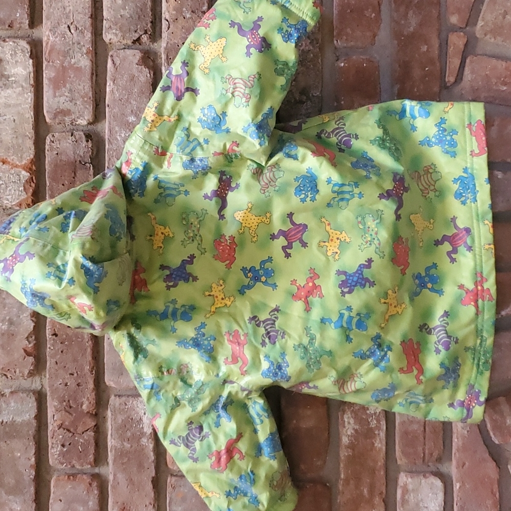 Pluie Pluie Frog Print Raincoat. Size 1/2